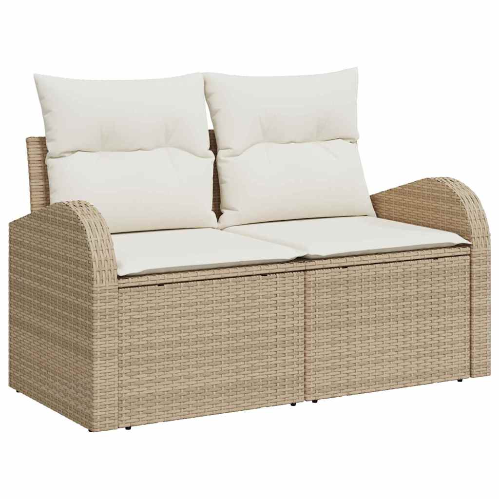 Conjunto de sofá de jardín 5 pcs Beige y Crema ratán sintético
