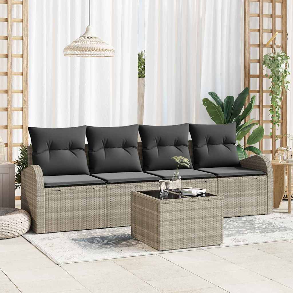 Conjunto de sofá de jardín 5 pcs Beige y Crema ratán sintético