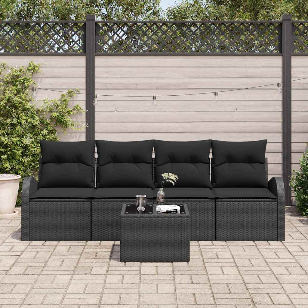Conjunto de sofá de jardín 5 pcs Beige y Crema ratán sintético