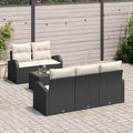 Conjunto de sofá de jardín 6 pcs Negro y crema ratán sintético