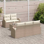 Conjunto de sofá de jardín 6 pcs Beige y Crema ratán sintético