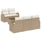 Conjunto de sofá de jardín 6 pcs Beige y Crema ratán sintético