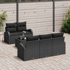 Conjunto de sofá de jardín 6 pcs Negro ratán sintético