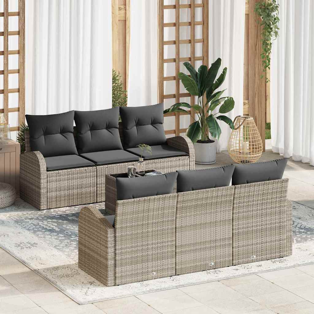 Conjunto de sofá de jardim 7 peças Bege e Creme vime sintético