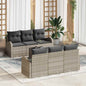 Conjunto de sofá de jardim 7 peças Bege e Creme vime sintético