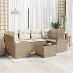 Conjunto de sofá de jardín 7 pcs Beige y Crema ratán sintético