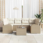 Conjunto de sofá de jardín 7 pcs Beige y Crema ratán sintético
