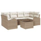 Conjunto de sofá de jardín 7 pcs Beige y Crema ratán sintético