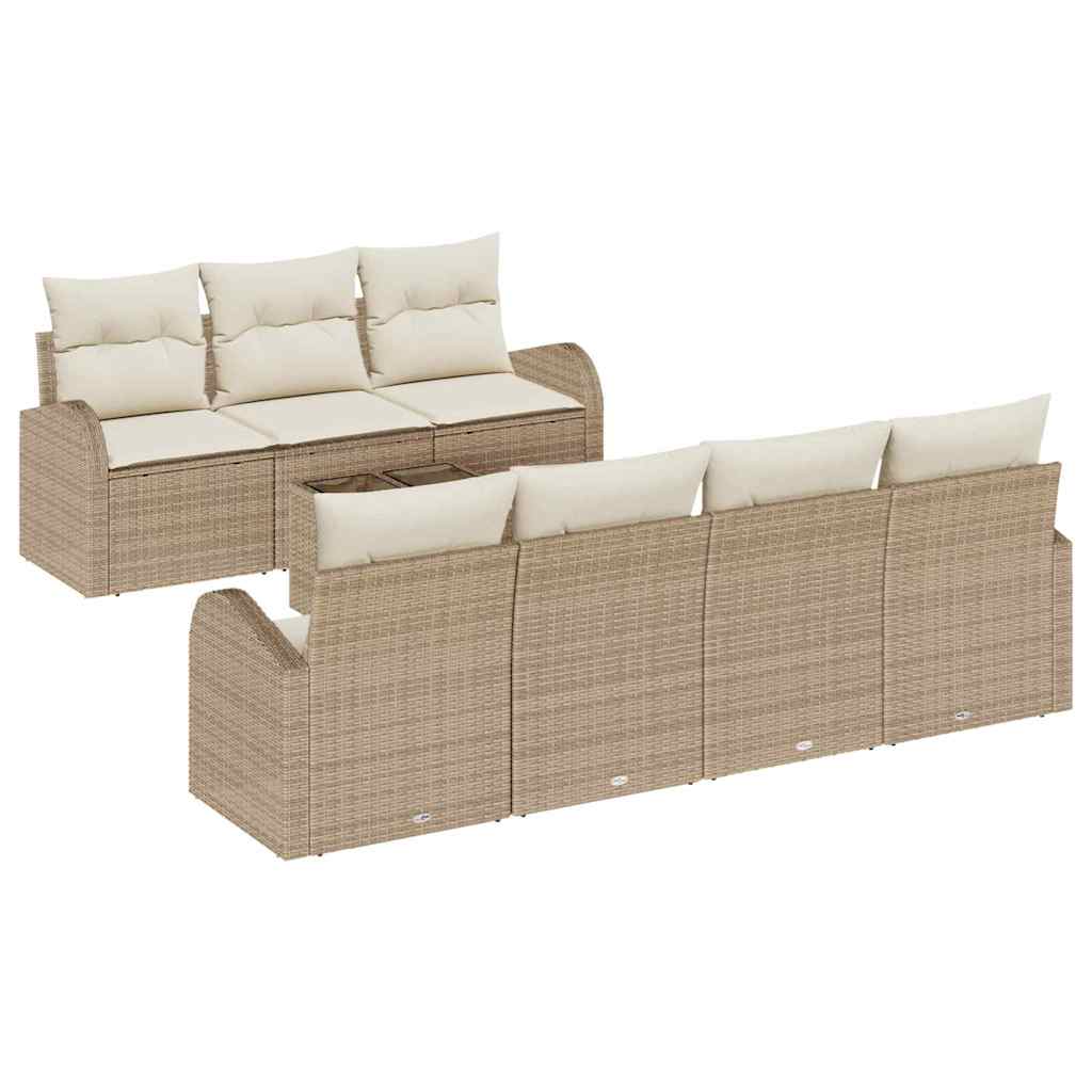 Conjunto de sofá de jardim com almofada 9 pcs Preto e creme