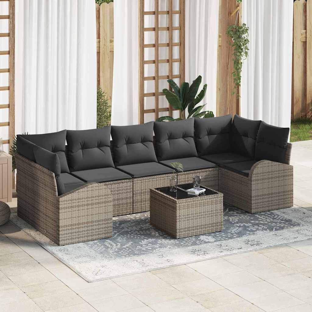 Conjunto de sofá de jardín 8 pcs Beige y Crema ratán sintético