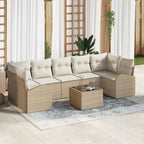 Conjunto de sofá de jardín 8 pcs Beige y Crema ratán sintético