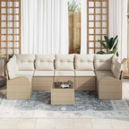 Conjunto de sofá de jardín 8 pcs Beige y Crema ratán sintético