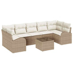 Conjunto de sofá de jardín 8 pcs Beige y Crema ratán sintético