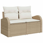 Conjunto de sofá de jardín 8 pcs Beige y Crema ratán sintético