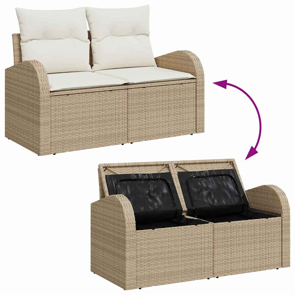 Conjunto de sofá de jardín 8 pcs Beige y Crema ratán sintético