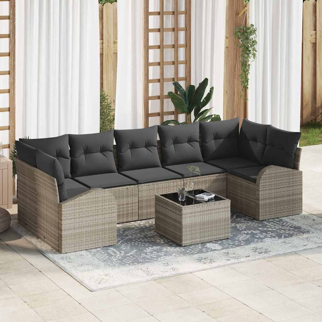 Conjunto de sofá de jardín 8 pcs Beige y Crema ratán sintético