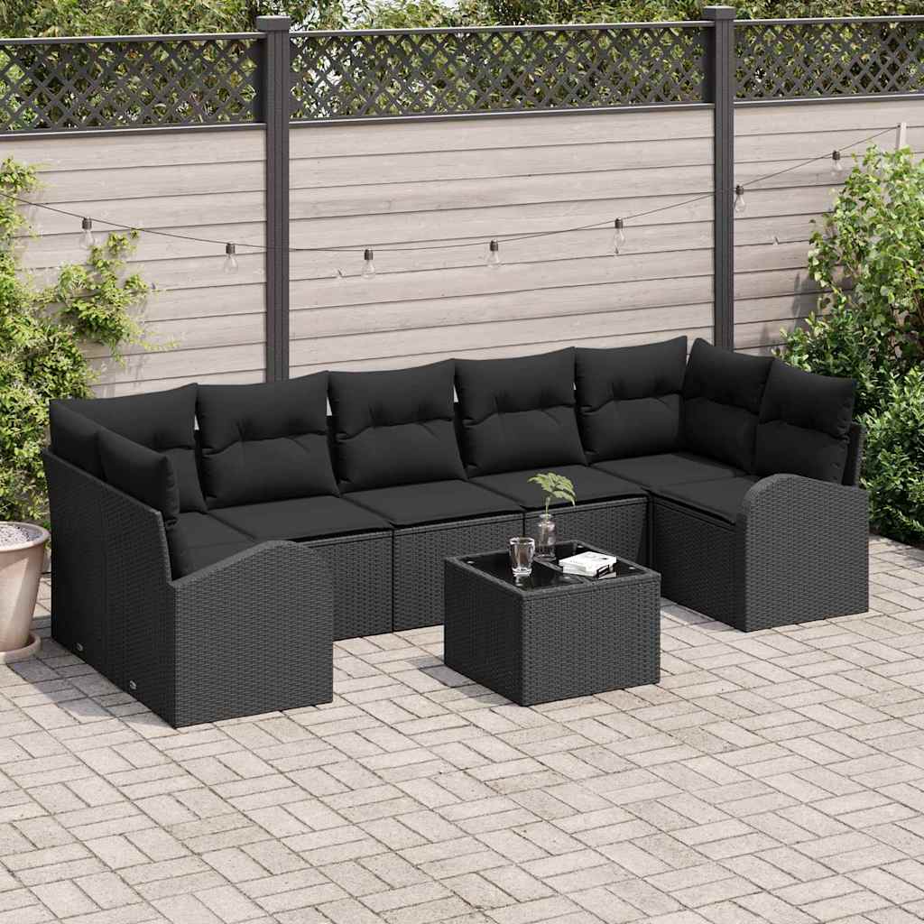 Conjunto de sofá de jardín 8 pcs Beige y Crema ratán sintético