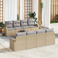 Conjunto de sofá de jardín 9 pcs Beige y gris ratán sintético