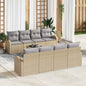 9-piece garden sofa set Beige and grey synthetic rattan