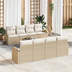 Conjunto de sofá de jardín con cojín Manual 9 pcs Beige y Crema