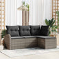4-Piece Sofa Set Beige and Light Gray Synthetic Rattan