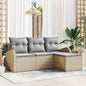 4-Piece Sofa Set Beige and Light Gray Synthetic Rattan