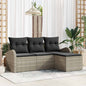 4-Piece Sofa Set Beige and Light Gray Synthetic Rattan