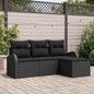4-Piece Sofa Set Beige and Light Gray Synthetic Rattan