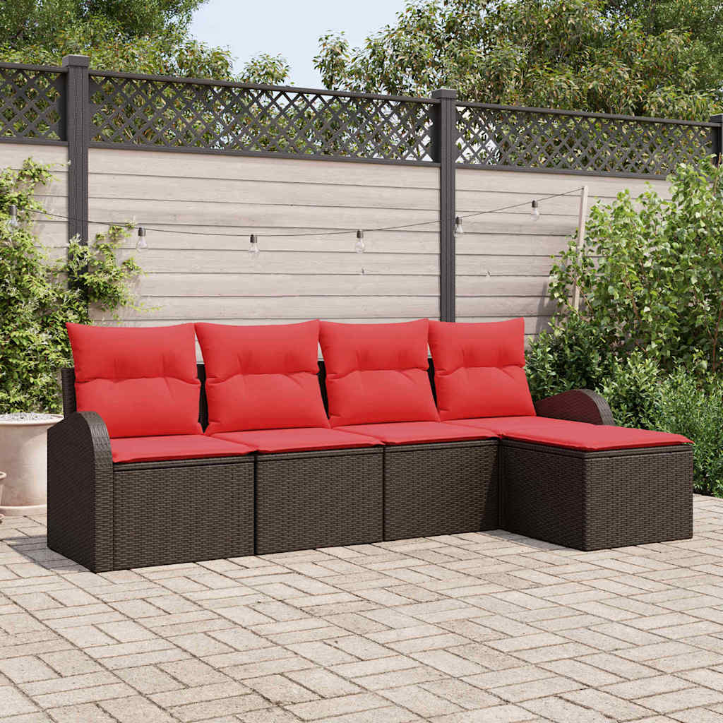 Conjunto de sofá de jardín 7 pcs Marrón ratán sintético