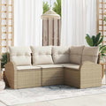 Conjunto de sofás de jardín 4 pcs Beige y ratán sintético