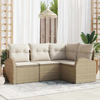 Conjunto de sofás de jardín 4 pcs Beige y ratán sintético