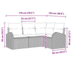 Conjunto de sofás de jardín 4 pcs Beige y ratán sintético