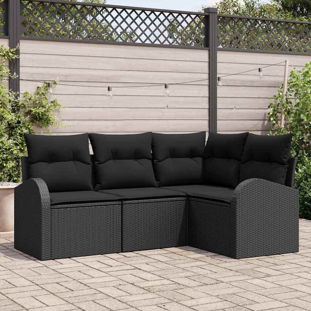 Conjunto de sofás de jardín 4 pcs Beige y ratán sintético
