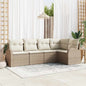 Conjunto de sofás de jardim 5 pcs Bege e vime sintético