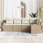 Conjunto de sofás de jardín 5 pcs Beige y ratán sintético