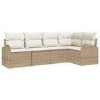 Conjunto de sofás de jardín 5 pcs Beige y ratán sintético