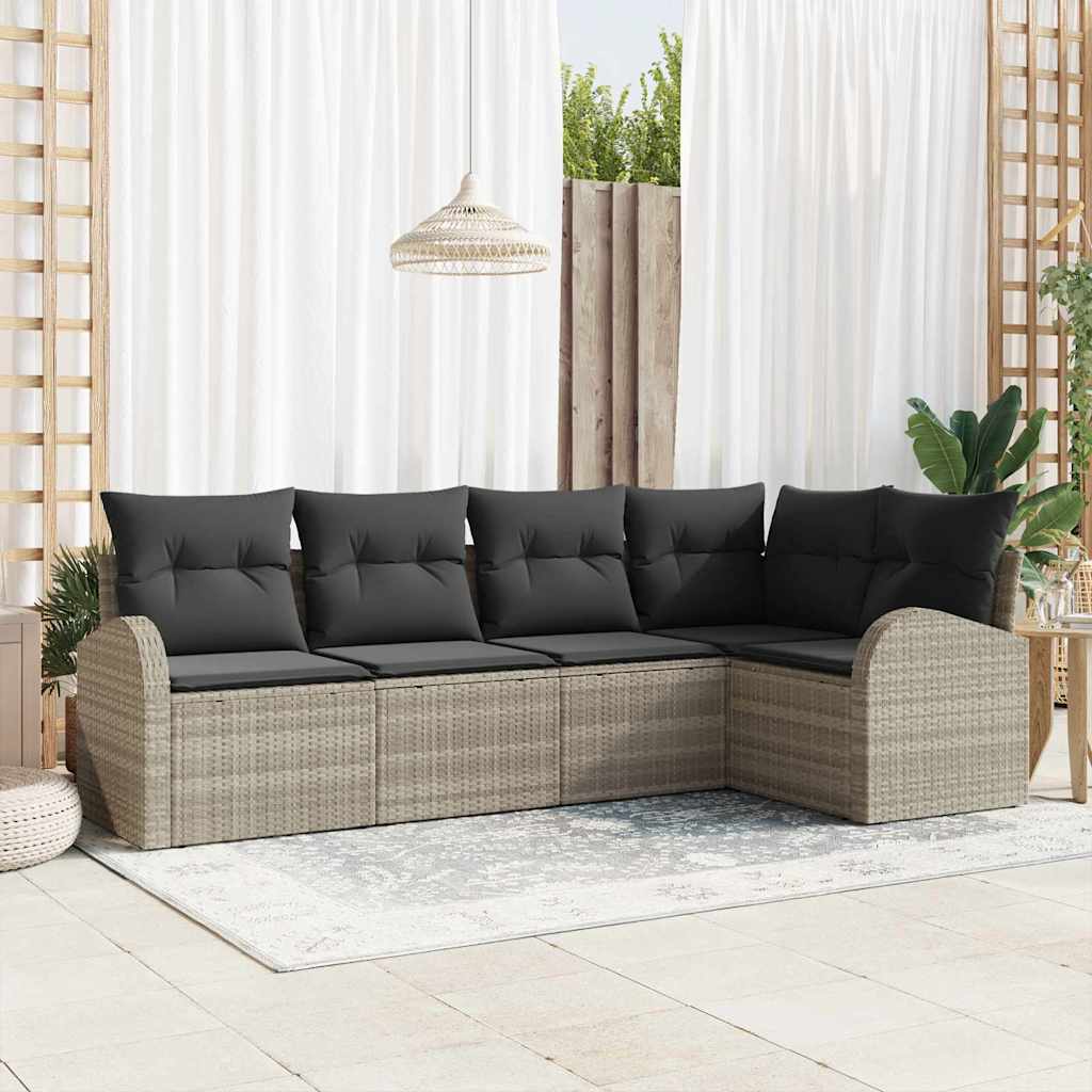 Conjunto de sofás de jardim 5 pcs Bege e vime sintético