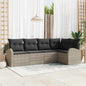 Conjunto de sofás de jardim 5 pcs Bege e vime sintético