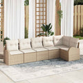 Conjunto de sofás de jardín 6 pcs Beige y ratán sintético