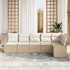 Conjunto de sofás de jardín 6 pcs Beige y ratán sintético