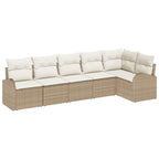 Conjunto de sofás de jardín 6 pcs Beige y ratán sintético