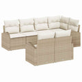 Conjunto de sofás de jardín 7 pcs Beige y ratán sintético