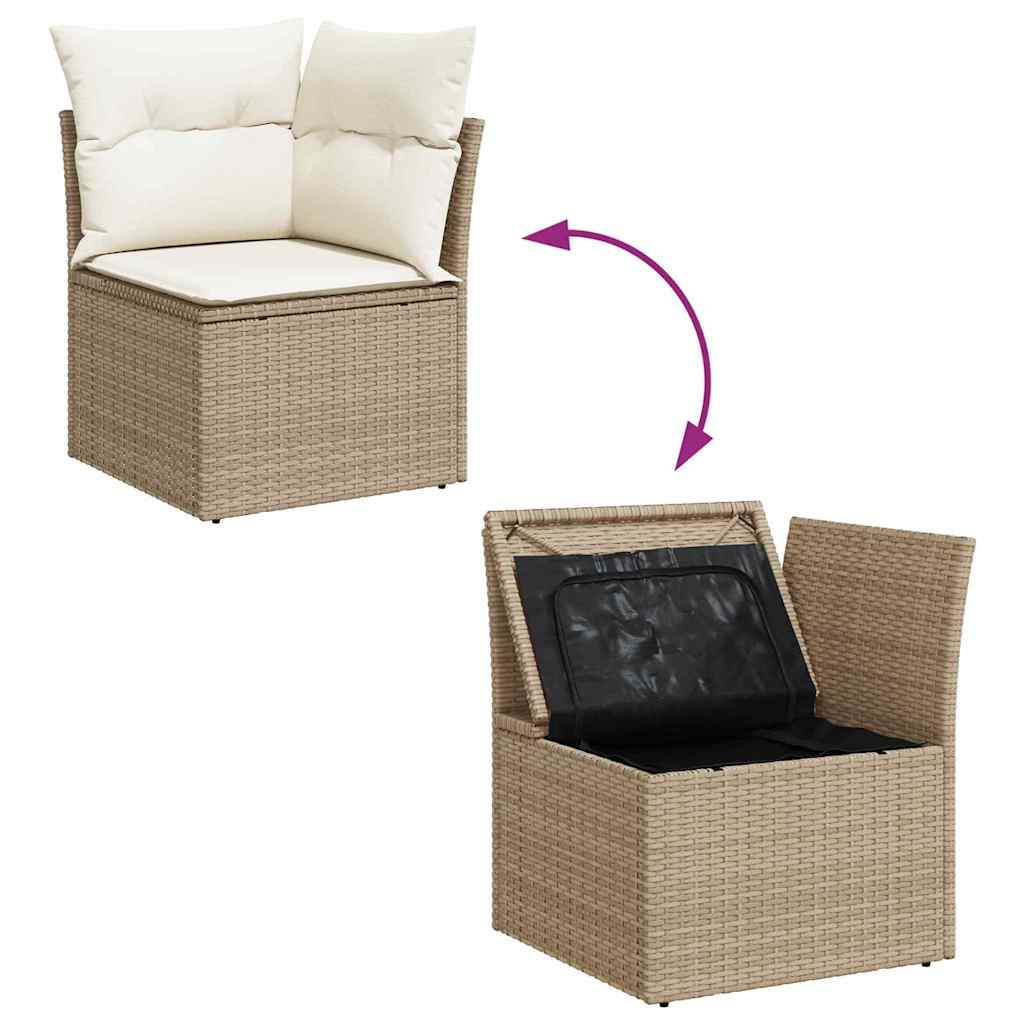 Conjunto de sofás de jardín 7 pcs Beige y ratán sintético