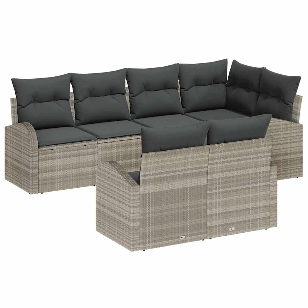 Conjunto de sofás de jardín 7 pcs Beige y ratán sintético