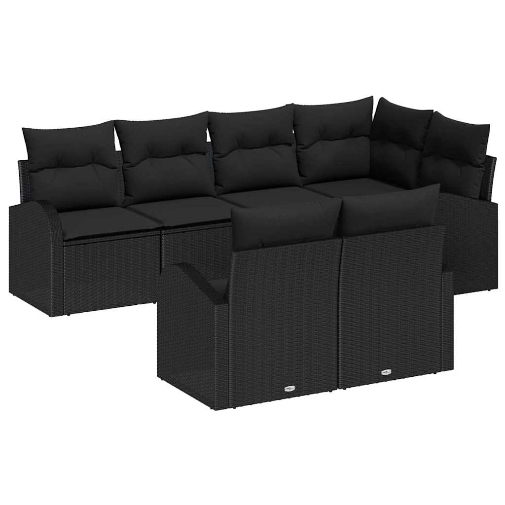 Conjunto de sofás de jardín 7 pcs Beige y ratán sintético
