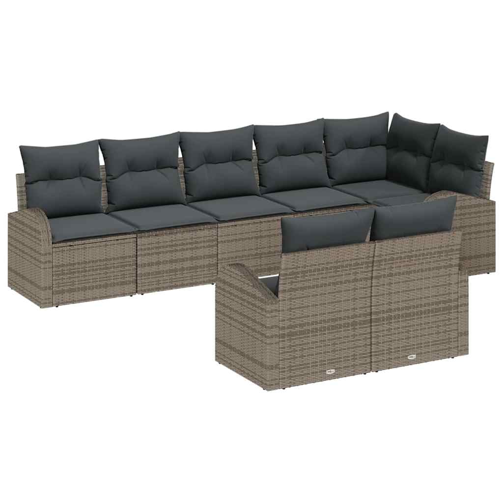 Conjunto de sofás de jardín 8 pcs Beige y ratán sintético