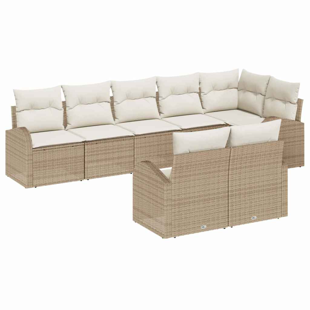 Conjunto de sofás de jardín 8 pcs Beige y ratán sintético