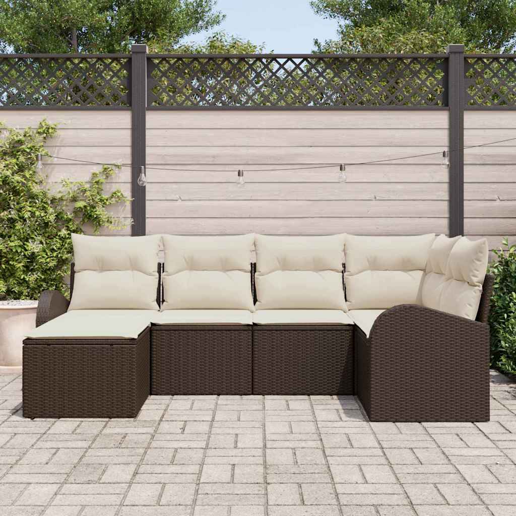 Conjunto de Sofás de 6 Peças Bege e Cinzento Claro em Rattan Sintético