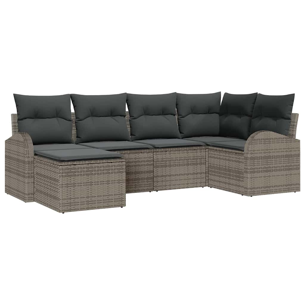 Conjunto de Sofás de 6 Peças Bege e Cinzento Claro em Rattan Sintético