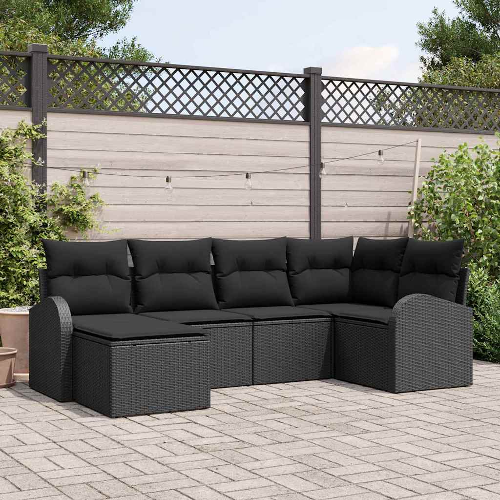 Conjunto de Sofás de 6 Peças Bege e Cinzento Claro em Rattan Sintético